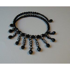 Avon Black Bead Rhinestone Choker Necklace